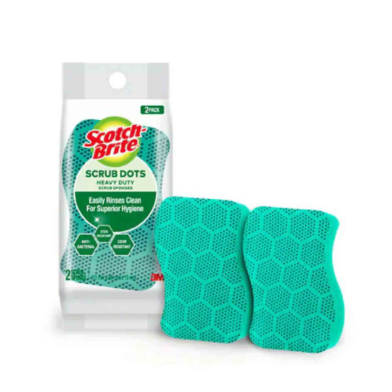 3M Scotch-Brite Scrub Dots Heavy Duty 2PC/Pack Green